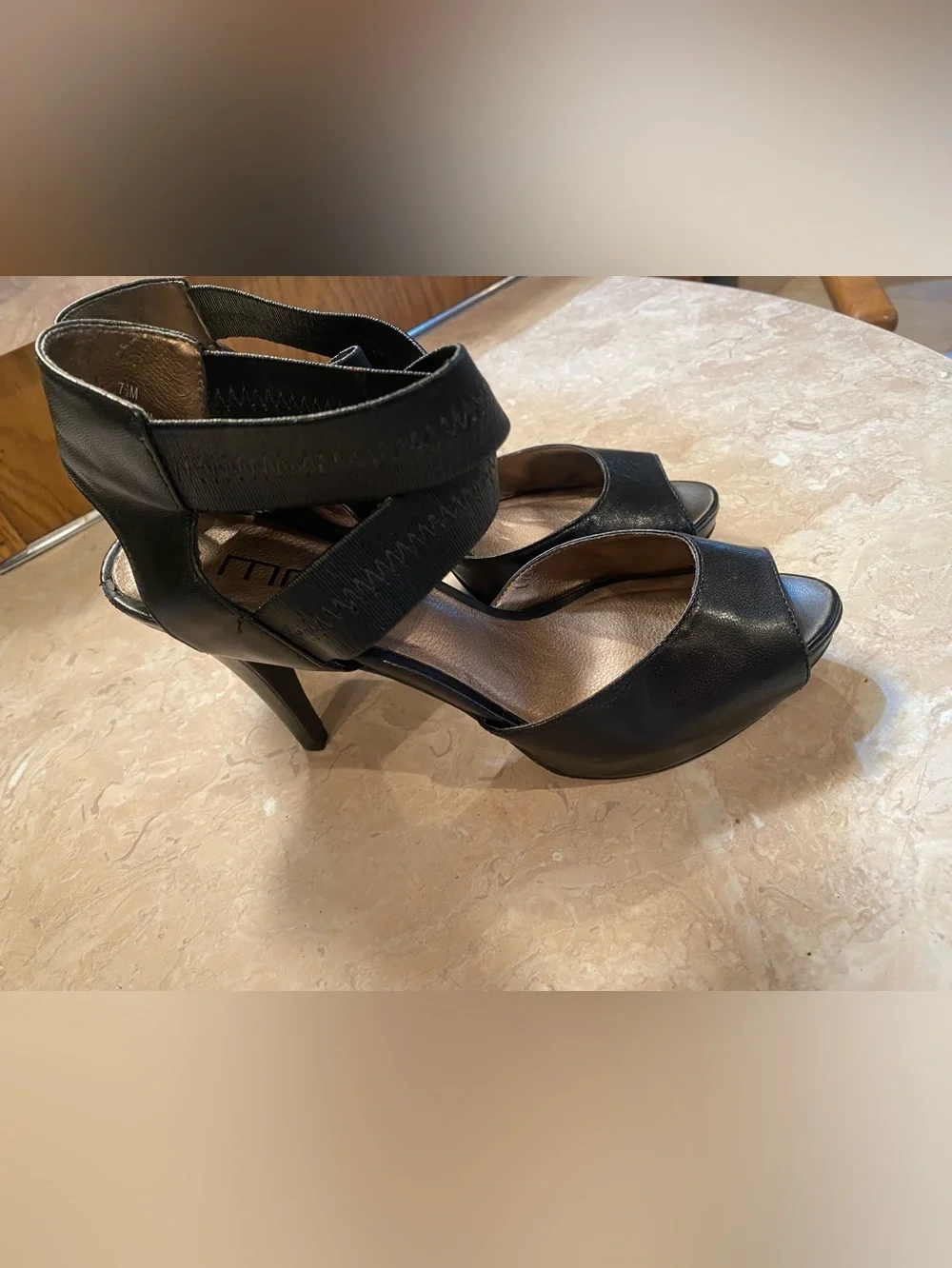 Moda Black Peep-Toe Ankle-Strap Heels
